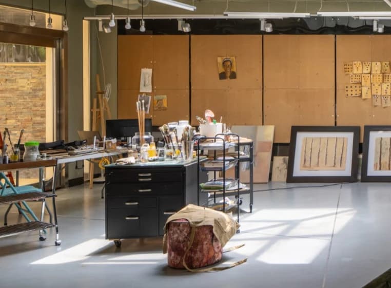 Sunlight across Hanan Bahamdan’s working studio